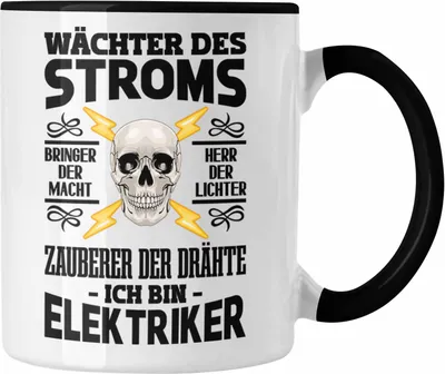 Produktbild von Trendation - Elektriker Tasse Spruch für Männer Geschenk Lustig Gadget Geschenke Kaffeebecher (Schwarz)