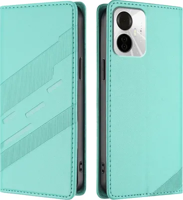 Produktbild von Hülle für itel S18 Pro, Kunstleder Brieftaschen Handyhülle mit Kartenfach und Standfunktion Türkis