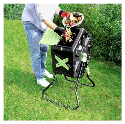 Produktbild von 60L Trommelkomposter – drehbarer Schnellkomposter für den Garten | UV-beständig, wetterfest und belüftet | Komposttonne für Küchen- und Gartenabfälle