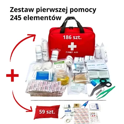Zdjęcie produktu dla 245-elementowy zestaw pierwszej pomocy – wodoodorna torba ratunkowa na outdoor, kemping i podróże