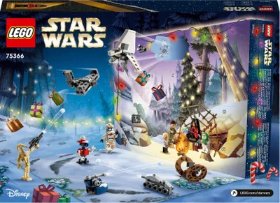 Produktbild von LEGO 75366 Star Wars Adventskalender 2023, Weihnachtskalender mit 24 Geschenken, darunter 9 Figuren, 10 Fahrzeug-Spielzeuge und 5 Mini-Modelle, Advents-Geschenk zu Weihnachten für Kinder und Fans