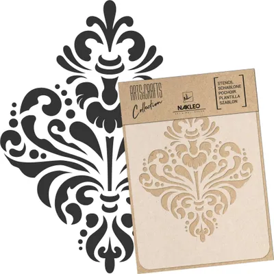 Produktbild von Malschablone für Handwerk A4 21x30cm, Damast Ornament Klassisch Muster, Wiederverwendbare Kunststoff DIY & Scrapbooking Zeichenschablone