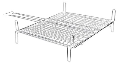 Image de Grille double à mailles bombées pour barbecue en acier - 40 x 45 cm