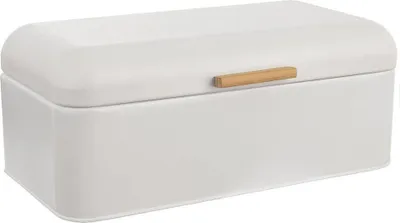 Obrázok produktu pre Orion box na chlieb Box na chlieb Kuchynská nádoba na skladovanie chleba biela z kovu s bambusovou rukoväťou WHITELINE 42x24x16,5 cm