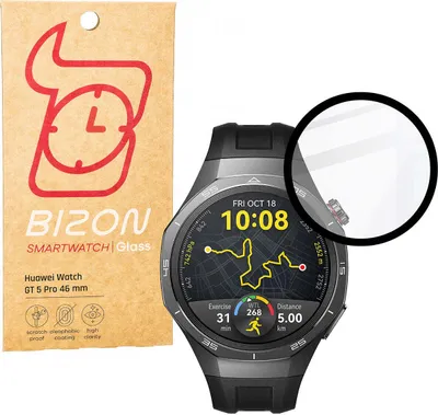 Produktbild von Szko hybrydowe Bizon Glass Watch Edge Hybrid dla Huawei Watch GT 5 Pro 46 mm, czarne