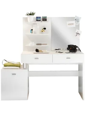 Produktbild von Schminktisch - Weiß - 132 x 43 cm - 2 Schubladen - 1 Tür