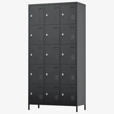 Image de Armoire de rangement métallique - Armoire de garage mobile - Verrouillable - Pour charges lourdes - Rangement d'outils - Montée sur roulettes - Noir