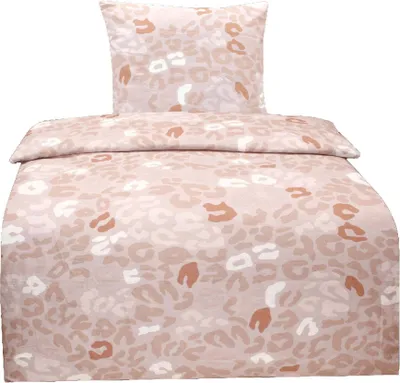 Produktbild von Hochwertige Biber Bettwäsche Baumwolle Leopard Beige 135x200 80x80: 2tlg.
