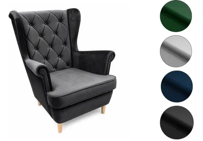 Produktbild von Skandinavischer Ohrensessel – Moderner Relaxsessel mit hoher Rückenlehne – Graphit - Gepolsterter Loungesessel für Wohnzimmer – Elegantes Design