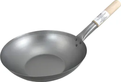 Produktbild von Wok-Pfanne aus Kohlenstoffstahl – 30 cm mit Holzgriff