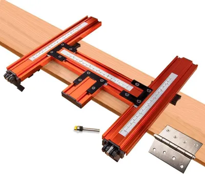 Productafbeelding van Scharnier Sjabloon - Deurmal Router - Deuren Installeren - Nauwkeurige Uitlijning - 31 x 36 cm - Oranje