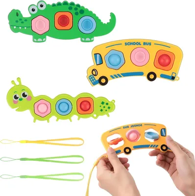 Produktbild von 3pcs Silikonblasen Pop Up Spielzeug - Fidget Toys Set, Pop up Spiel, Montessori Pop Up Drückspielzeug Baby, Kleinkind Feinmotorik, Weihnachts