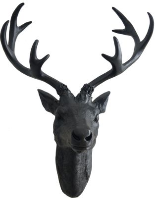 Deko Hirschgeweih schwarz - 40 cm - Hirschkopf Wanddeko zum aufhängen