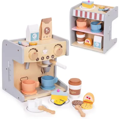 Image de Machine à café en bois pour enfants - 26 accessoires
