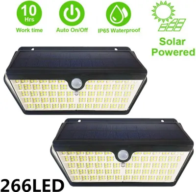 Image de （2 pièces）Lampes solaires d'extérieur, détecteur de mouvement solaire Lampes solaires 2500Lumen IP65 étanches Lampes murales Éclairage d'inondation LED Lampe de jardin d'extérieur