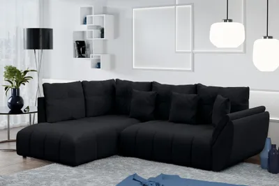 Produktbild von AX LIVING Ecksofa mit Schlaffunktion Corleone L Sofa Schwarz 268 cm