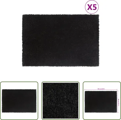 Produktbild von The Living Store Fußmatten 5 Stk. Schwarz 40x60 cm Kokosfaser Getuftet