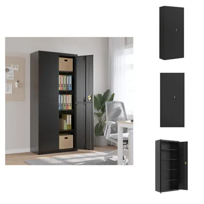 Zdjęcie produktu dla vidaXL Szafka na dokumenty czarna 90x40x200 cm stal - Szafki na dokumenty