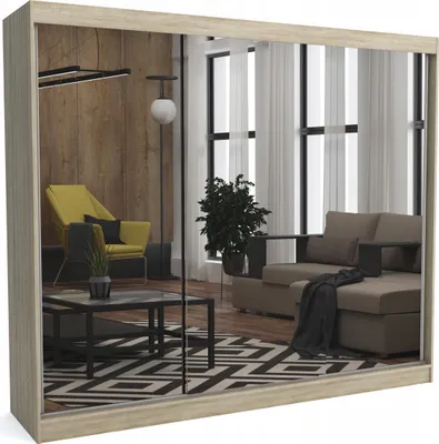 Produktbild von Moderner Kleiderschrank mit Schiebetüren und Spiegel DIDI 250 cm (SONOMA)