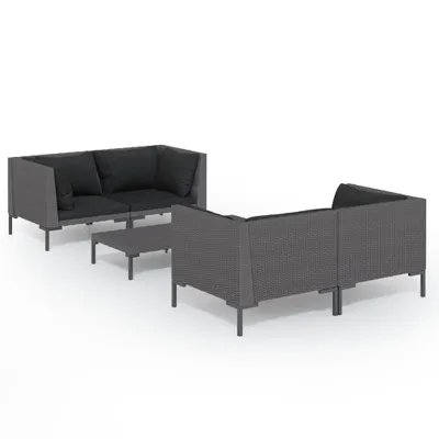 Immagine prodotto di vidaXL set da giardino 5 pezzi con cuscini in rattan grigio scuro