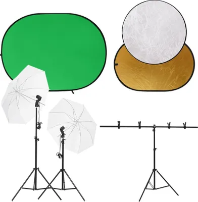 Image de Kit de studio photo avec éclairage écran de fond et réflecteur