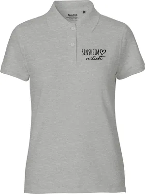Produktbild von Huuraa Damen Polo Shirt Sinsheim verliebt S Sport Grey Bio Baumwolle Fairtrade Poloshirt Geschenkidee