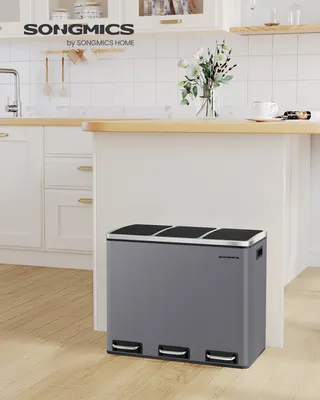 Produktbild von Mülleimer Küche, 3 x 18 L, Mülltrennsystem 3 Fächer, Abfalleimer