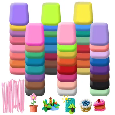 Immagine prodotto di Set di 48 argille colorate ad asciugatura all'aria, ideali per bambini