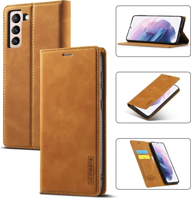 Immagine prodotto di Galaxy S21 5G Custodia in pelle con funzione stand e porta carte, custodia design portafoglio per Samsung Galaxy S21 5G Marrone