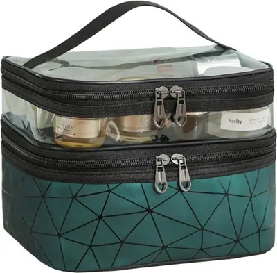 Produktbild von Geometrische faltbare Kosmetiktasche grün 23x15.5x9cm KS35WZ1