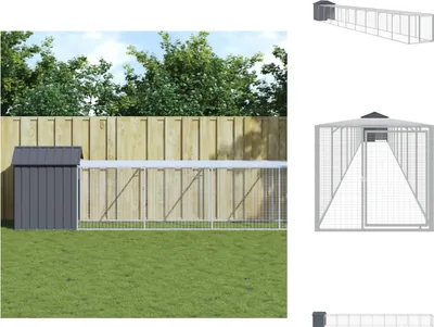 Obrázek produktu pro vidaXL Klec pro slepice s výběhem antracit 117x1017x123cm Pozinkovaná ocel - Příbytky a ohrady pro malá zvířata