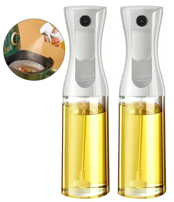 Produktbild von Sprühflasche für Öl 200ml 2er Set mit transparentem Behälter Dosierspray für Essig Sojasauce Grill und Salat