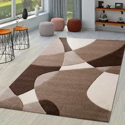 Produktbild von TT Home Wohnzimmer Teppich Moderner Kurzflor 3D Optik Geometrisches Wellen Design Größe 60x110 cm