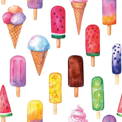 Produktbild von 20 Servietten Watercolour Ice Cream - Leckere Eissorten 33x33cm
