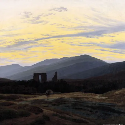 Produktbild von Caspar David Friedrich Kunstdruck Bild - Klosterruine Eldena Im Riesengebirge, 1830-1834 (70 x 70 cm)