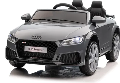 A grey Audi TT RS Roadster electric toy car for children.