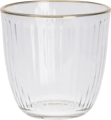 Produktbild von Gestreiftes Glas mit goldenem Rand, 295 ml
