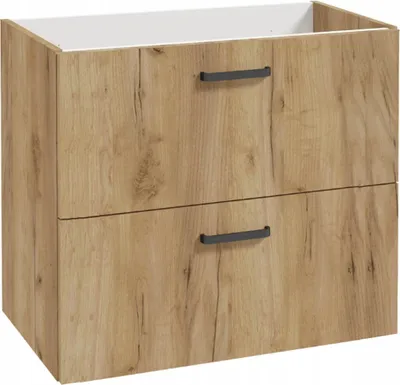 Zdjęcie produktu dla Szafka do Łazienki pod Umywalkę 80 x40cm Dąb Craft Złoty Wisząca 2 Szuflady