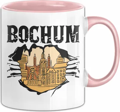 Produktbild von Bochum Tasse Herz Ruhrpott Heimat Zuhause Stadt Kaffee-Becher  (Rosa)