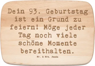 Produktbild von Mr. & Mrs. Panda Frühstücksbrettchen Spruch 93. Geburtstag Freude - Transparent - Geschenk, Familie, Happy Birthday, Lebensfreude, Geburtstagsgeschenk, Holzbrettchen
