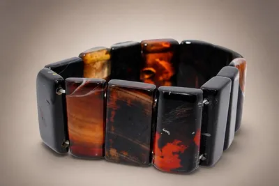 Produktbild von Achat Armband schwarz rot weisse nat. Edelsteine 465ct 22