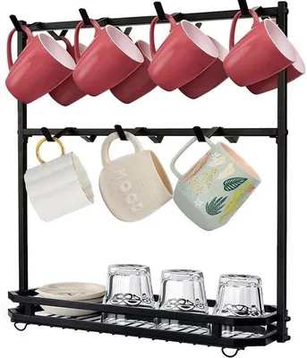 Obrázok produktu pre Organizér do kuchyne na 14 šálok, nerezová oceľ, do skrinky