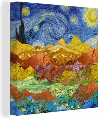 Produktbild von MuchoWow® - Leinwandbilder - Van Gogh - Sternennacht - Alte Meister, Wandbild, Wanddeko Bilder Wohnzimmer, 50x50 cm