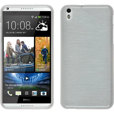 Produktbild von PhoneNatic Case kompatibel mit HTC Desire 816 - weiß Silikon Hülle brushed + 2 Schutzfolien