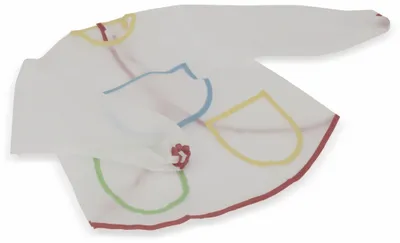 Produktbild von Kinderschürze für 3-6 Jahre, Polyester, weiß, wasserabweisend, mit Klettverschluss, 3 Taschen, 48x45 cm