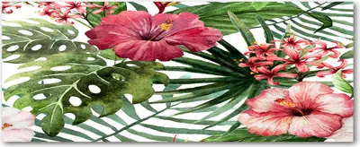 Produktbild von Tulup® Glas-Bild Wandbild aus Glas - 125x50 - Wandkunst - Wandbild hinter gehärtetem Sicherheitsglas - Dekorative Wand für Küche & Wohnzimmer  - Blumen & Pflanzen - Tropische Blumen - Rosa