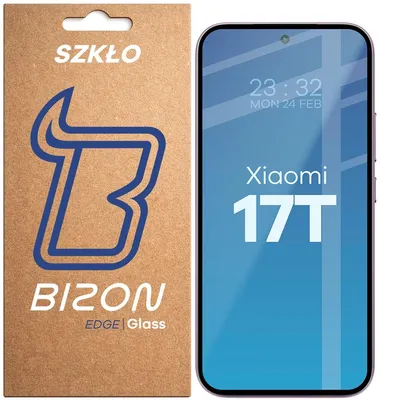 Produktbild von Gehärtetes Glas für Xiaomi 17T, Bizon Glass Edge, Schwarzer Rahmen