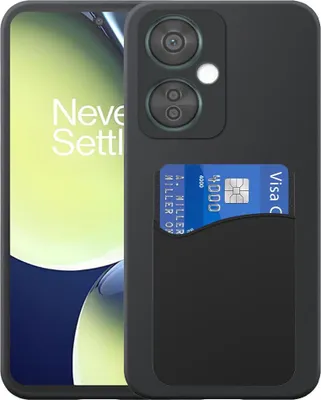 Immagine prodotto di Adatto per OnePlus Nord CE 3 Custodia per telefono con supporto per schede in silicone - Cover posteriore flessibile Custodia in silicone TPU con slot per schede in silicone - Nero - Smartphonica