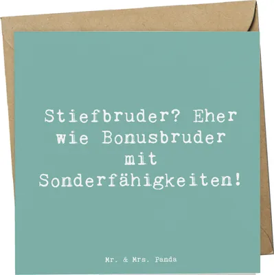 Produktbild von Mr. & Mrs. Panda Grußkarte Spruch Stiefbruder - Meeresbrise - Geschenk, Verwandte, Klappkarte, Glückwunschkarte, Persönliche Geschenke, familiäre Bindungen, faltkarte