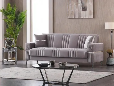 Immagine prodotto di Divano a tre posti imbottito design Divano a tre posti in tessuto divano grigio